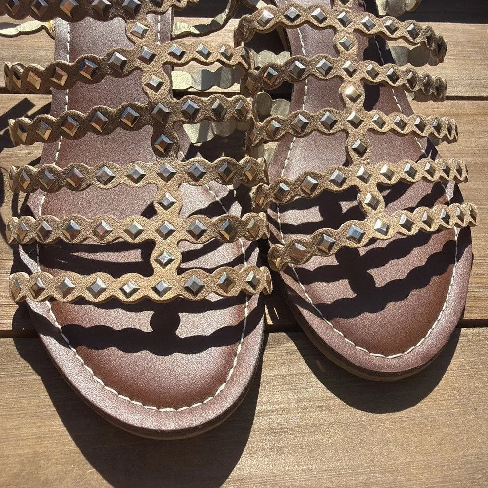 Carlos by Carlos Santana Sandals Womens 7.5 M Gladiator Brown Gold Open Toe